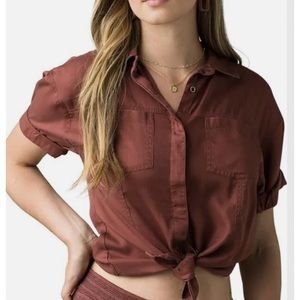 Prana Ezra Button Up Short Sleeve Shirt Med